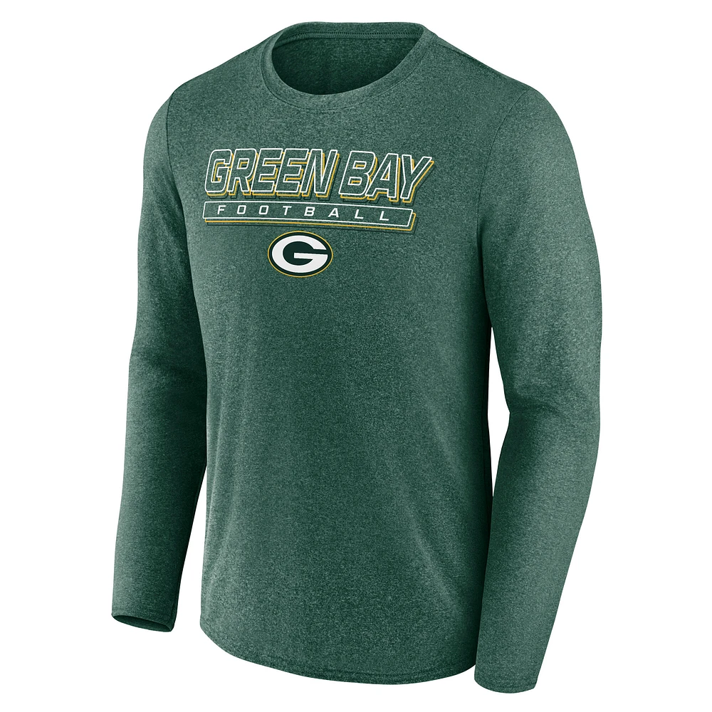 Men's Fanatics  Heather Green Bay Packers Fundamentals Long Sleeve T-Shirt