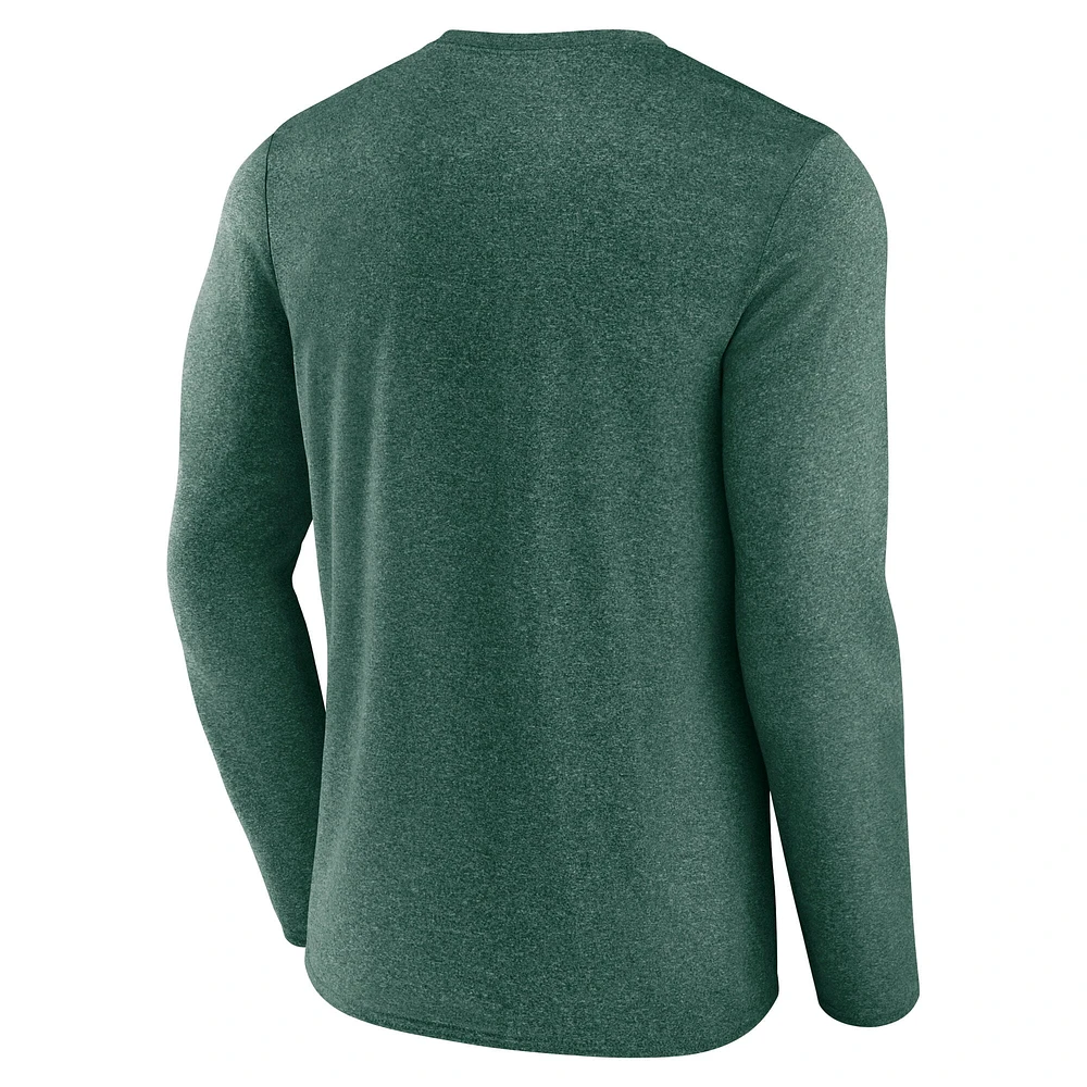 Men's Fanatics  Heather Green Bay Packers Fundamentals Long Sleeve T-Shirt