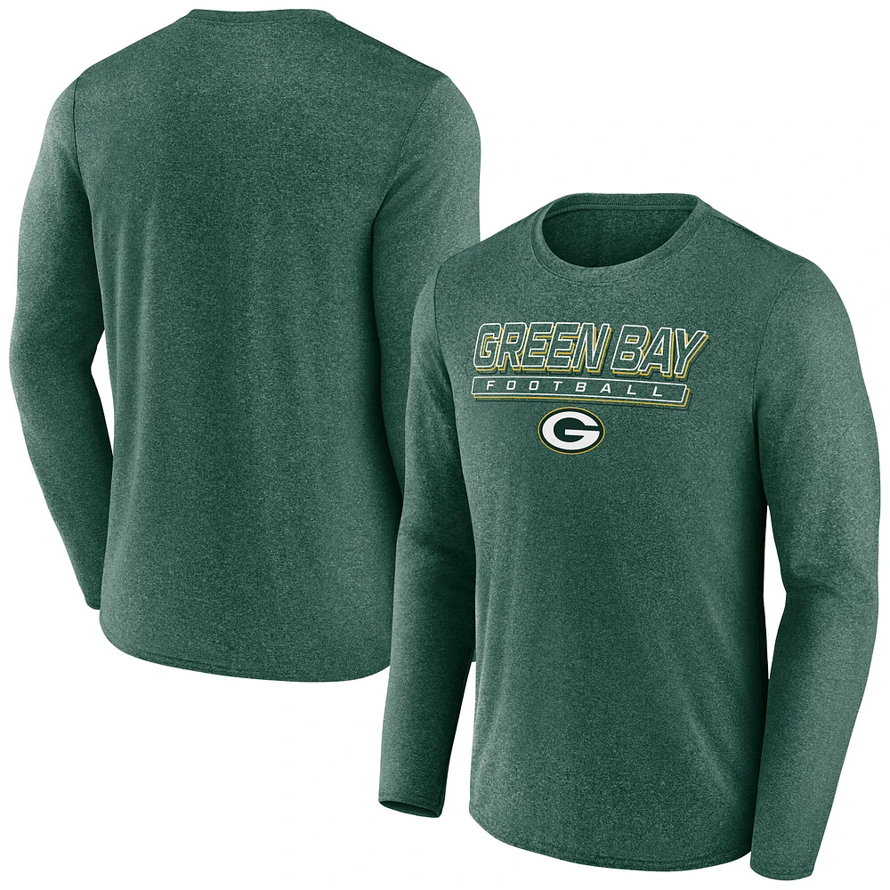 Men's Fanatics  Heather Green Bay Packers Fundamentals Long Sleeve T-Shirt