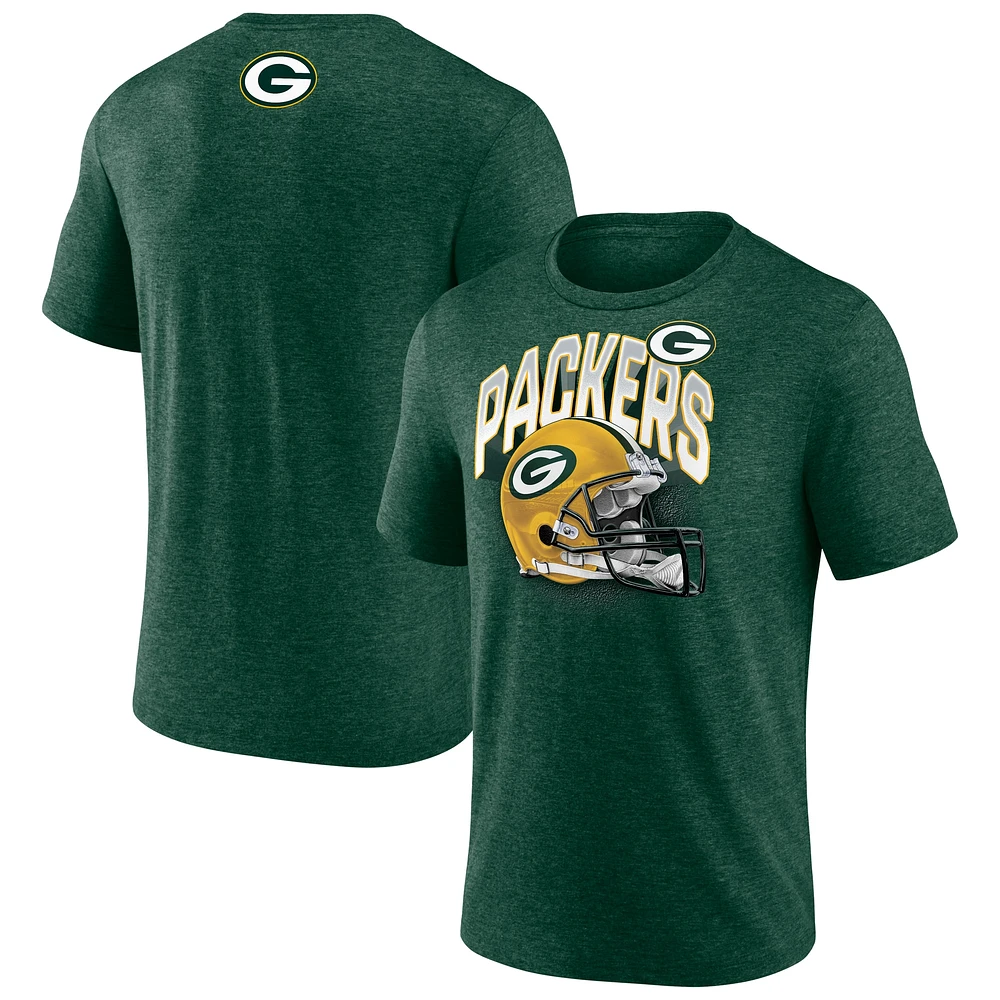 Men's Fanatics  Heather Green Bay Packers Tri-Blend Helmet End Around T-Shirt