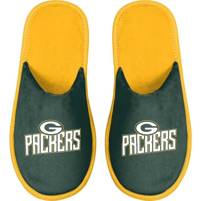 Lids Green Bay Packers FOCO Team Logo Flannel Moccasin Slippers