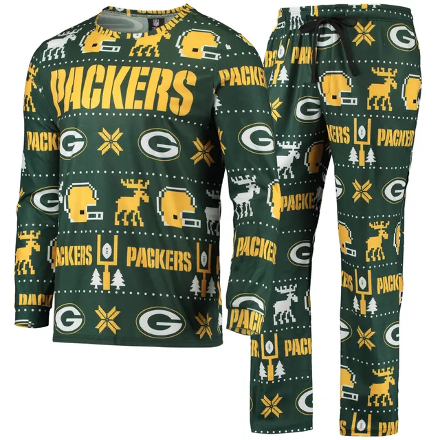 Men's FOCO Green New York Jets Wordmark Ugly Pajama Set