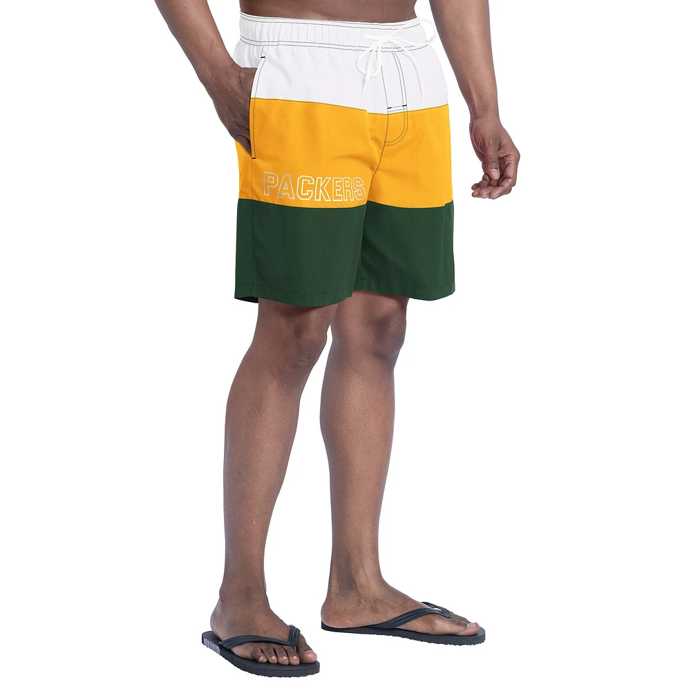 Short de bain G-III Sports by Carl Banks pour homme, vert/or, Sunrise Volley des Green Bay Packers