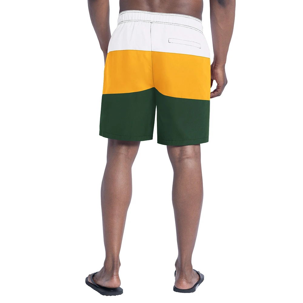 Short de bain G-III Sports by Carl Banks pour homme, vert/or, Sunrise Volley des Green Bay Packers