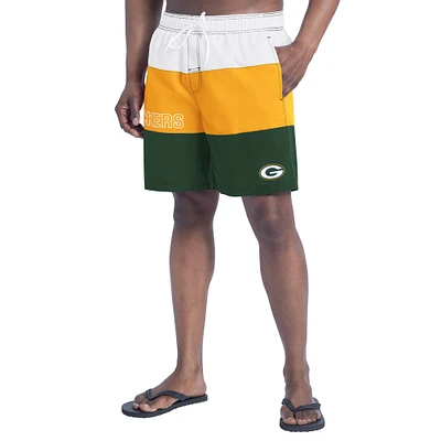 Short de bain G-III Sports by Carl Banks pour homme, vert/or, Sunrise Volley des Green Bay Packers