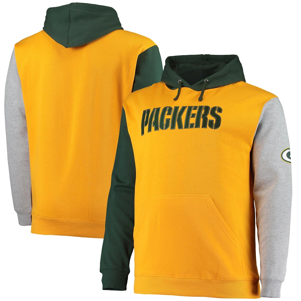 Sweat à capuche vert/or Green Bay Packers Big & Tall pour hommes