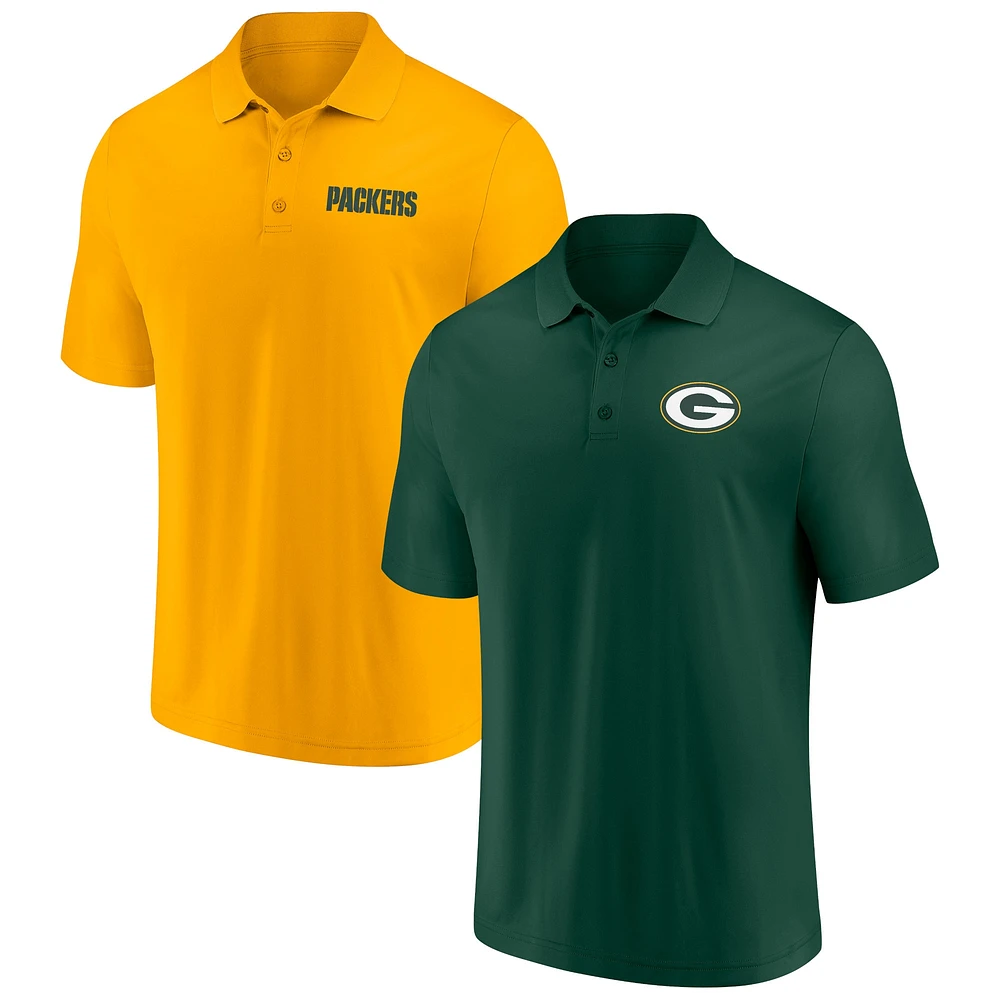 Lot de deux polos duels vert/doré pour homme des Green Bay Packers