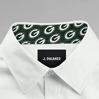 Chemise boutonnée à manches longues pour homme J. Palmer White Green Bay Packers Man-In-Motion