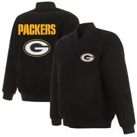 GREEN BAY PACKERS JH DESIGN WOOL REVERSIBLE FULL-SNAP JACKET – BLACK