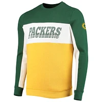 Sweat-shirt à blocs de couleurs pour hommes Junk Food vert/or Green Bay Packers