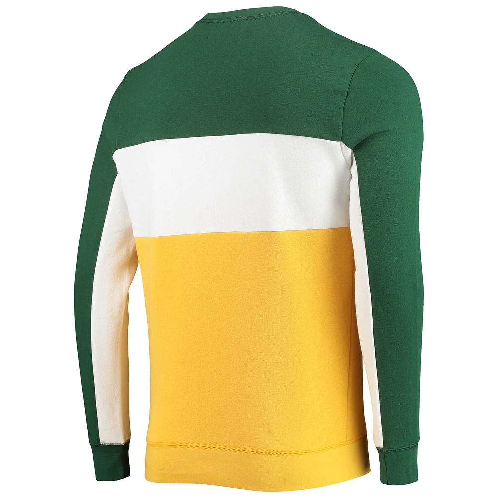 Sweat-shirt à blocs de couleurs pour hommes Junk Food vert/or Green Bay Packers