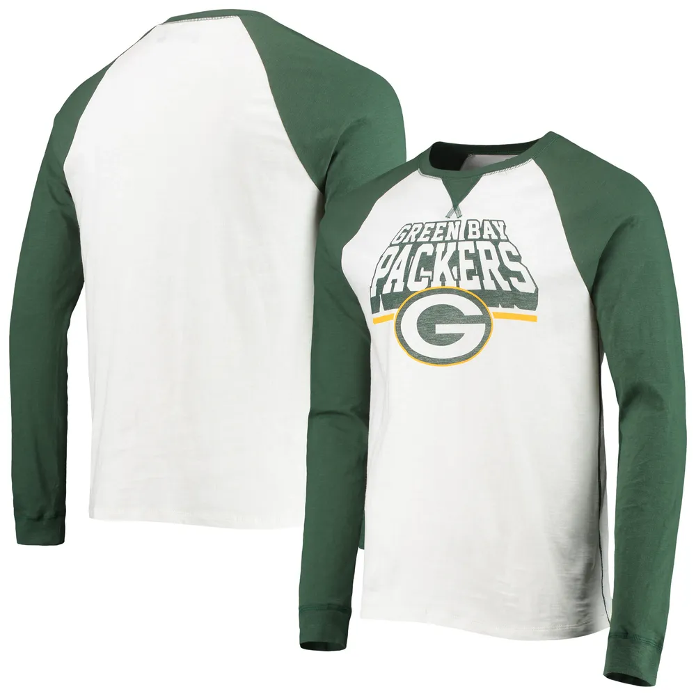 T-shirt à manches longues raglan color block pour hommes Junk Food blanc/Green Bay Packers