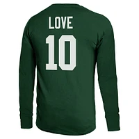 T-shirt à manches longues pour homme Majestic Threads Jordan Love Green Bay Packers avec nom et numéro