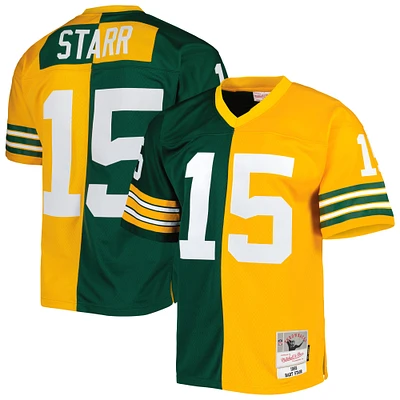 Men's Mitchell & Ness Bart Starr Green/Gold Green Bay Packers 1969 Split Legacy Replica Jersey