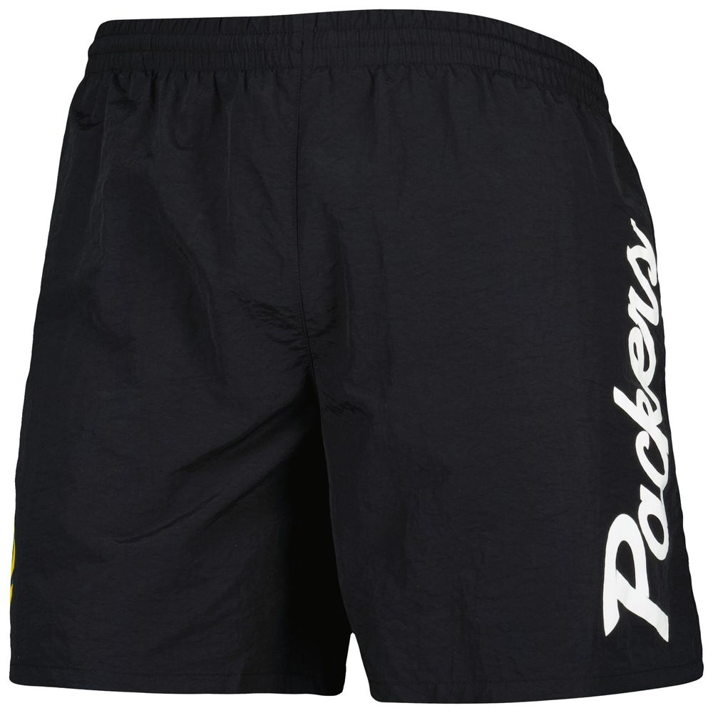 Men's Mitchell & Ness Black Green Bay Packers Team Essentials Nylon Shorts