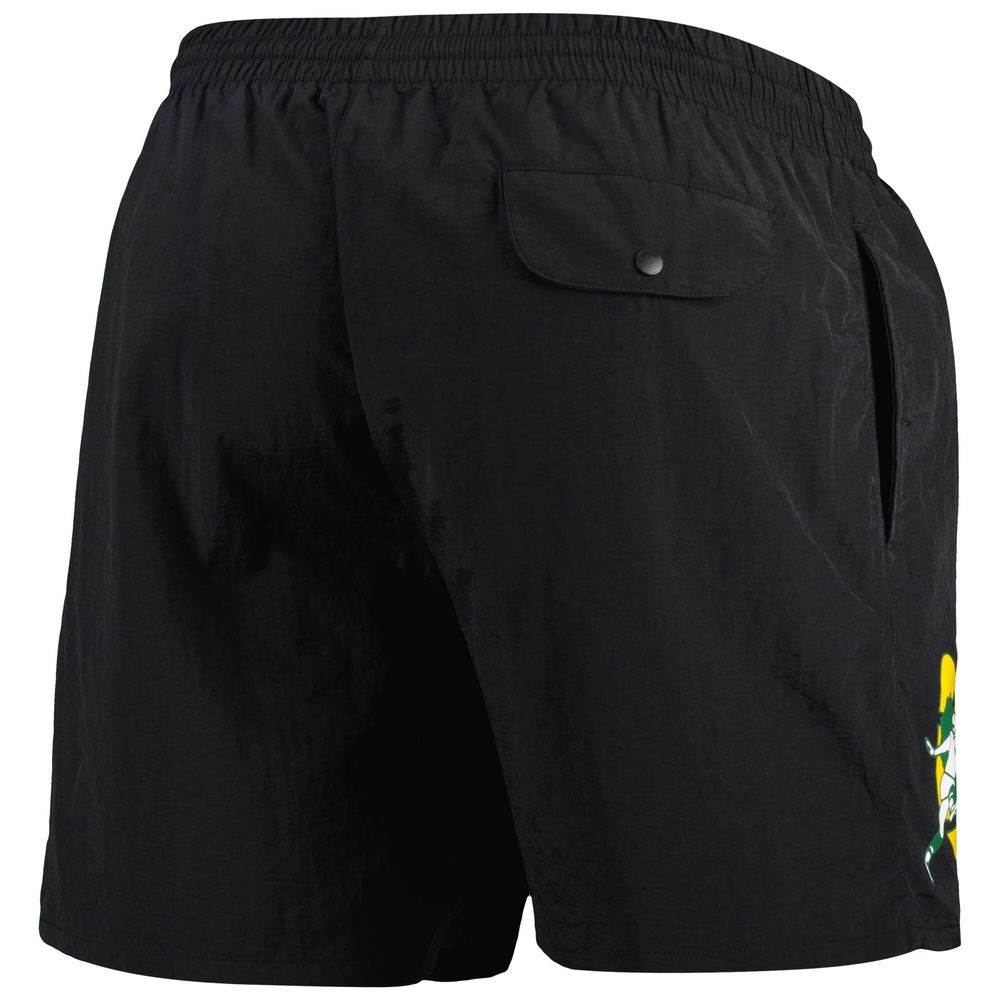 Men's Mitchell & Ness Black Green Bay Packers Team Essentials Nylon Shorts