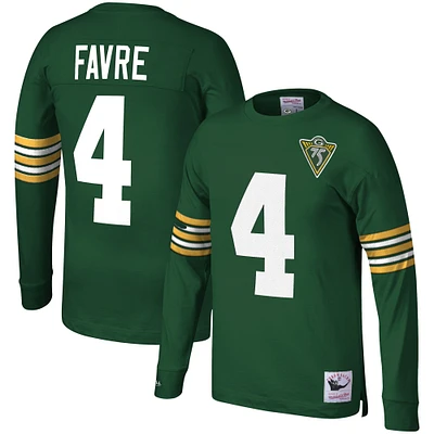 Mitchell & Ness Brett Favre Green Bay Packers 1994 Nom et numéro du joueur retraité T-shirt à manches longues