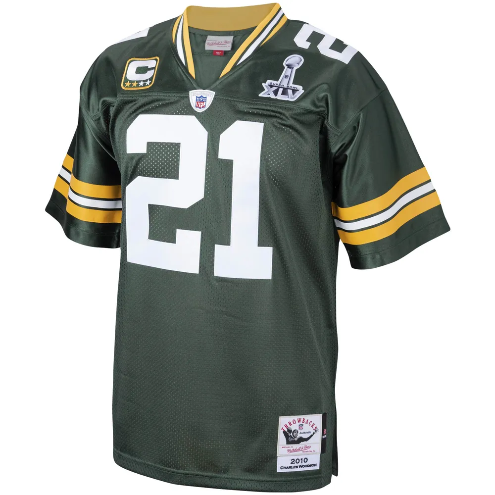 Men's Mitchell & Ness Charles Woodson Green Bay Packers 2010 Authentic Throwback Retired Player Jersey