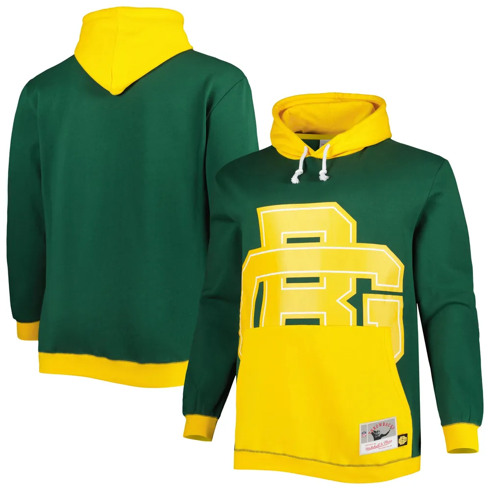 Lids Green Bay Packers Mitchell & Ness Big Tall Face Pullover Hoodie -  Green/Gold