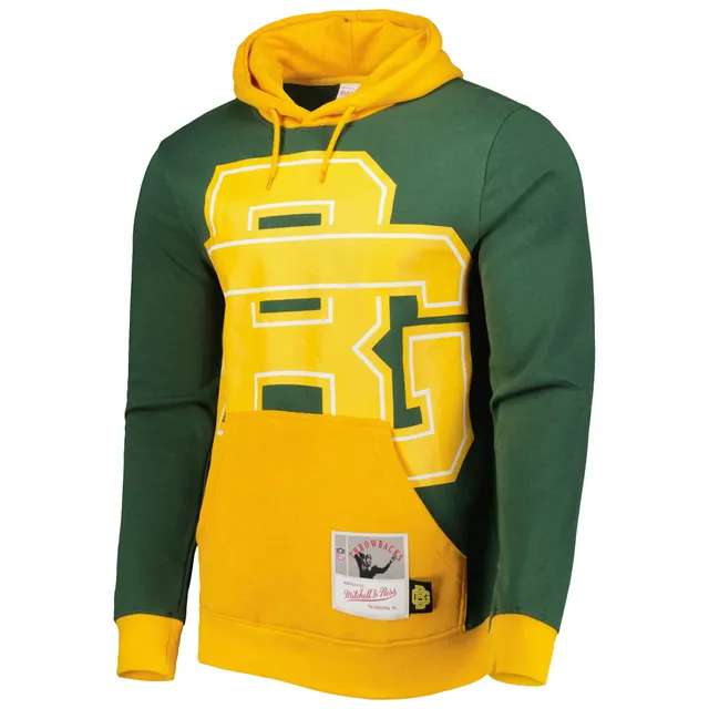 Green Bay Packers Mitchell & Ness NFL Pullover Hoodie L Large Green Yellow  New