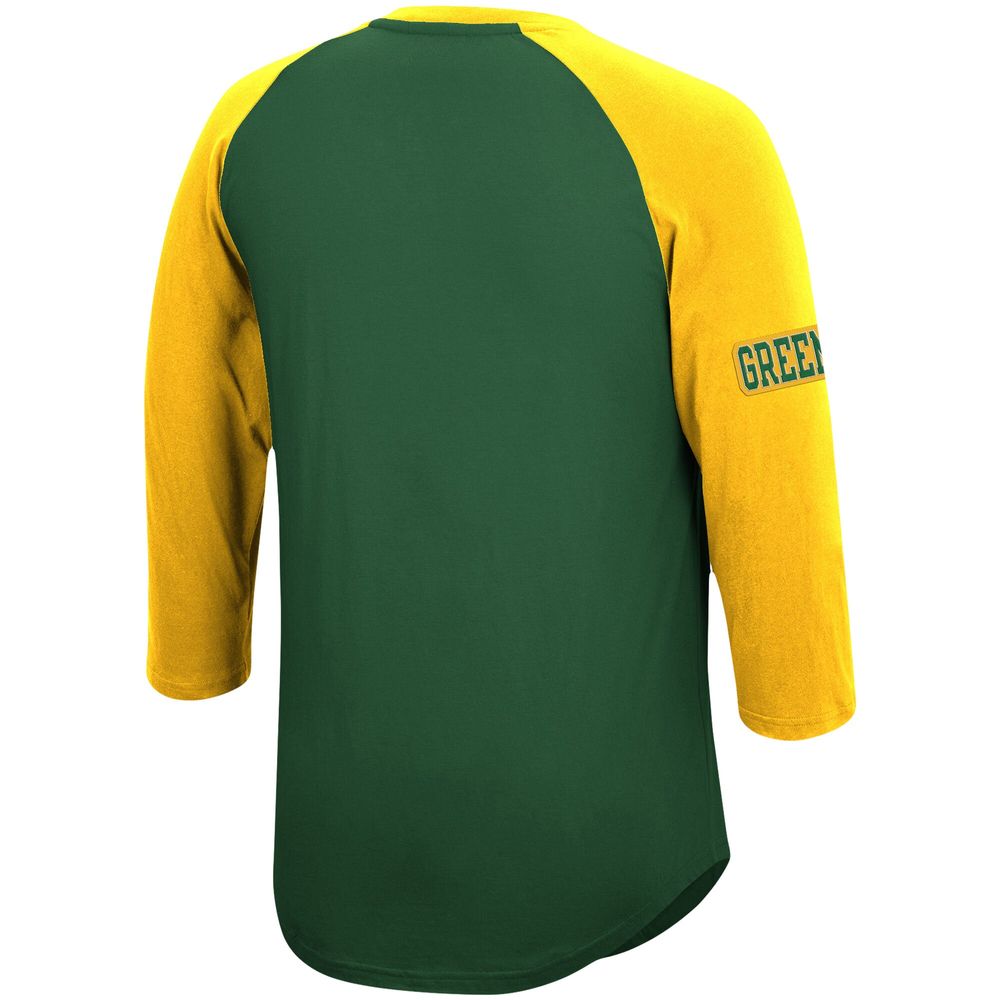 Mitchell & Ness Men's Mitchell & Ness Green Bay Packers Historic Logo  Ultimate Play - 3/4 Sleeve Raglan Henley T-Shirt