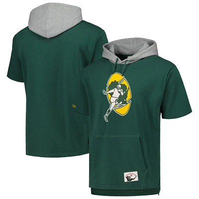 Men's Mitchell & Ness Green Bay Packers Postgame Short Sleeve Hoodie