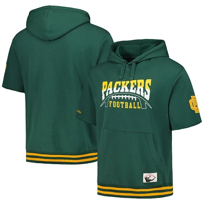 Sweat à capuche manches courtes pour hommes Mitchell & Ness Green Bay Packers d'avant-match