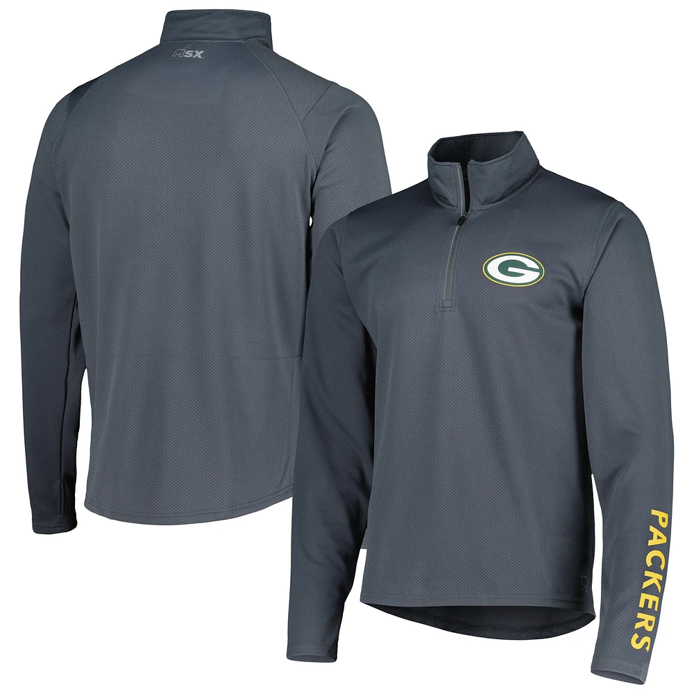 Sweat à capuche demi-glissière MSX by Michael Strahan Charcoal Green Bay Packers pour homme