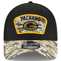 Men's New Era Black/Camo Green Bay Packers 2021 Salute To Service - 39THIRTY Flex Hat