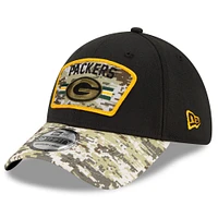 Men's New Era Black/Camo Green Bay Packers 2021 Salute To Service - 39THIRTY Flex Hat