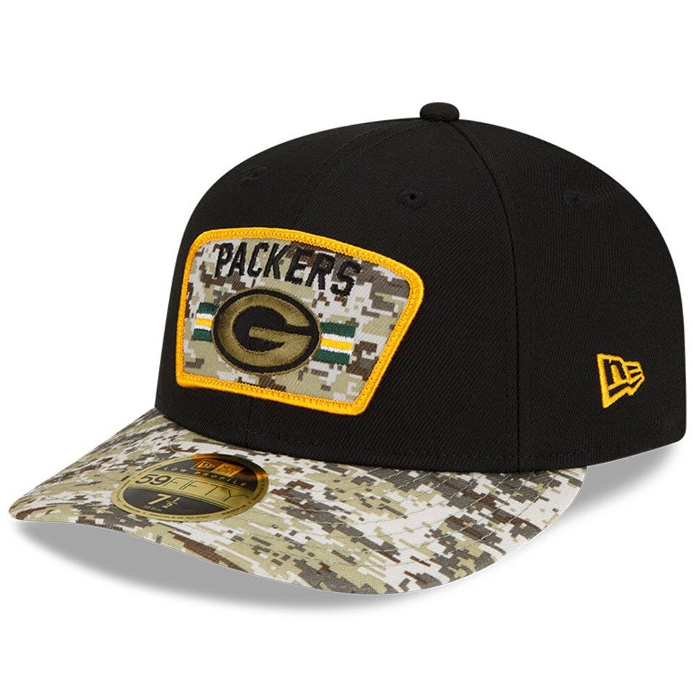 Men's New Era Black Green Bay Packers Camo 59FIFTY Fitted Hat