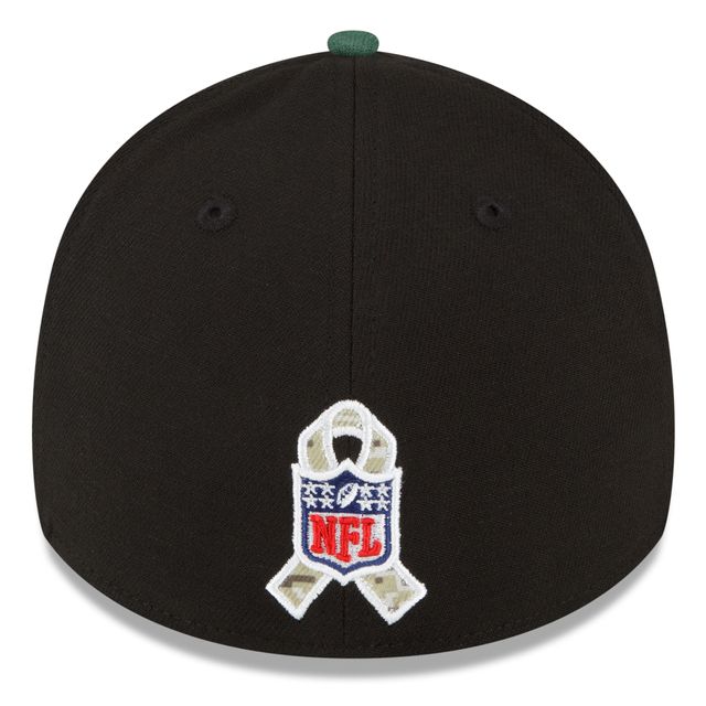 Casquette 39THIRTY Flex pour homme New Era Black/Green Green Bay Packers 2022 Salute To Service