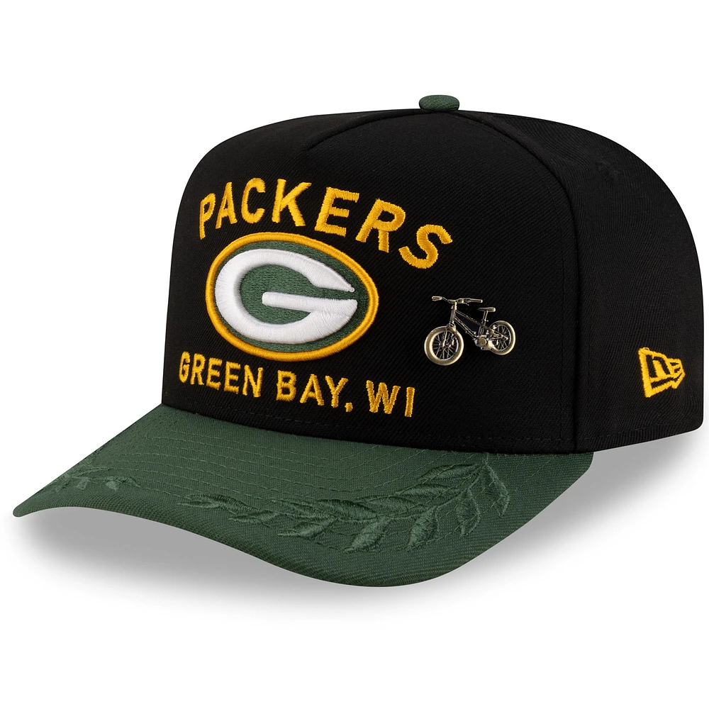 Men's New Era Black/Green Green Bay Packers 2025 NFL Draft On Stage A-Frame 59FIFTY Fitted Hat