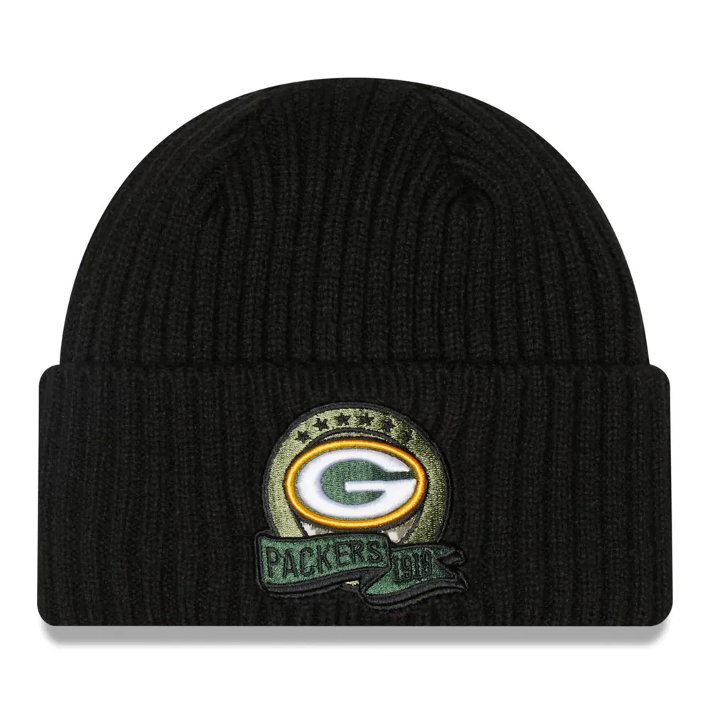 Men's New Era Black Green Bay Packers 2022 Salute To Service Knit Hat 