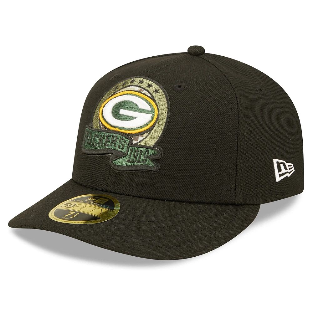 Casquette ajustée 59FIFTY à profil bas 2022 Salute To Service des Packers de Green Bay New Era pour homme, noir