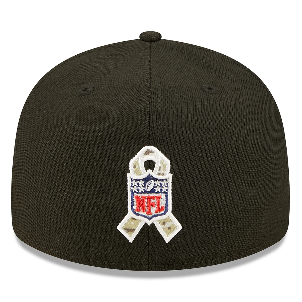 Casquette ajustée 59FIFTY à profil bas 2022 Salute To Service des Packers de Green Bay New Era pour homme, noir