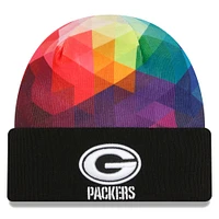 Bonnet en tricot à revers NFL Crucial Catch New Era pour hommes, noir, Green Bay Packers 2023