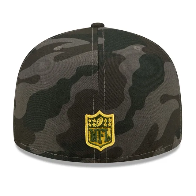 Men's New Era Black Green Bay Packers Camo 59FIFTY Fitted Hat