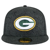 Men's New Era Black Green Bay Packers Geo 59FIFTY Fitted Hat