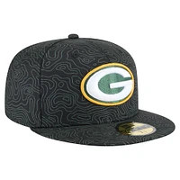 Men's New Era Black Green Bay Packers Geo 59FIFTY Fitted Hat