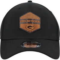 Men's New Era Black Green Bay Packers Main 39THIRTY Flex Hat