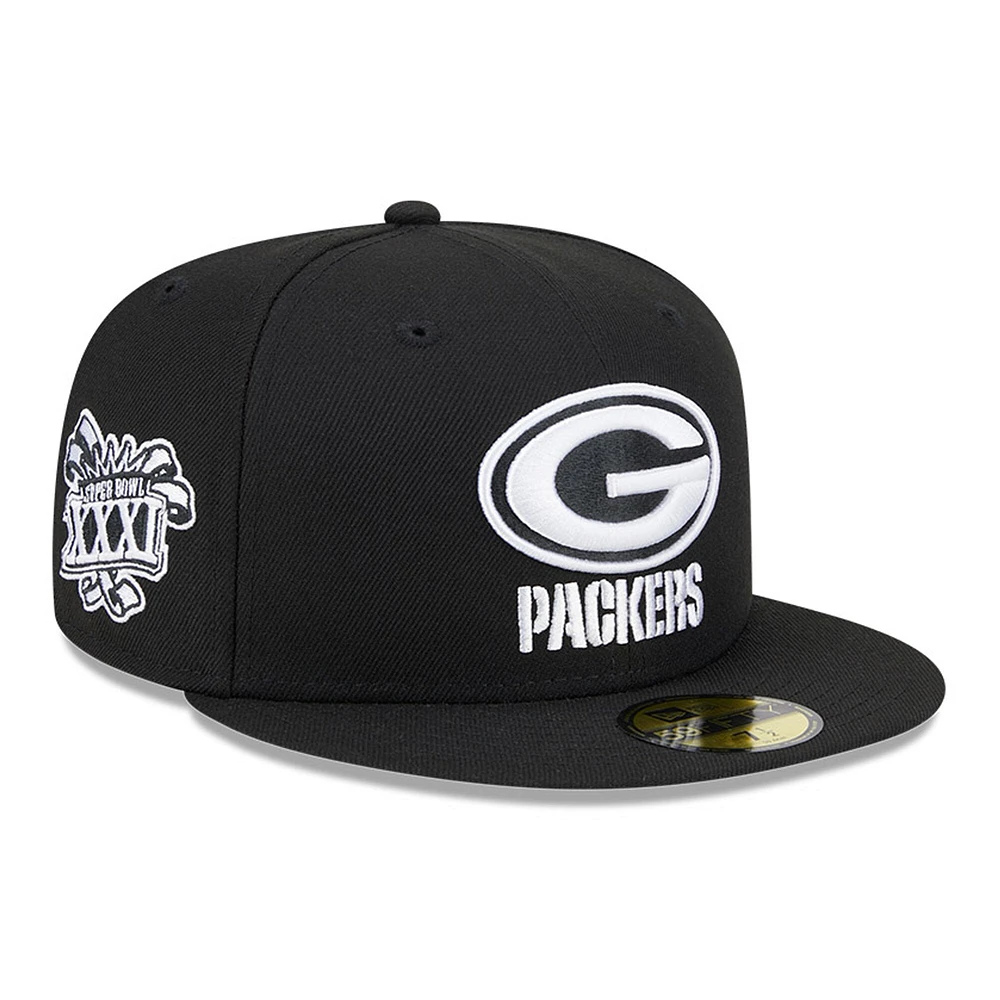 Casquette ajustée 59FIFTY Main Patch New Era pour hommes, noir, Green Bay Packers