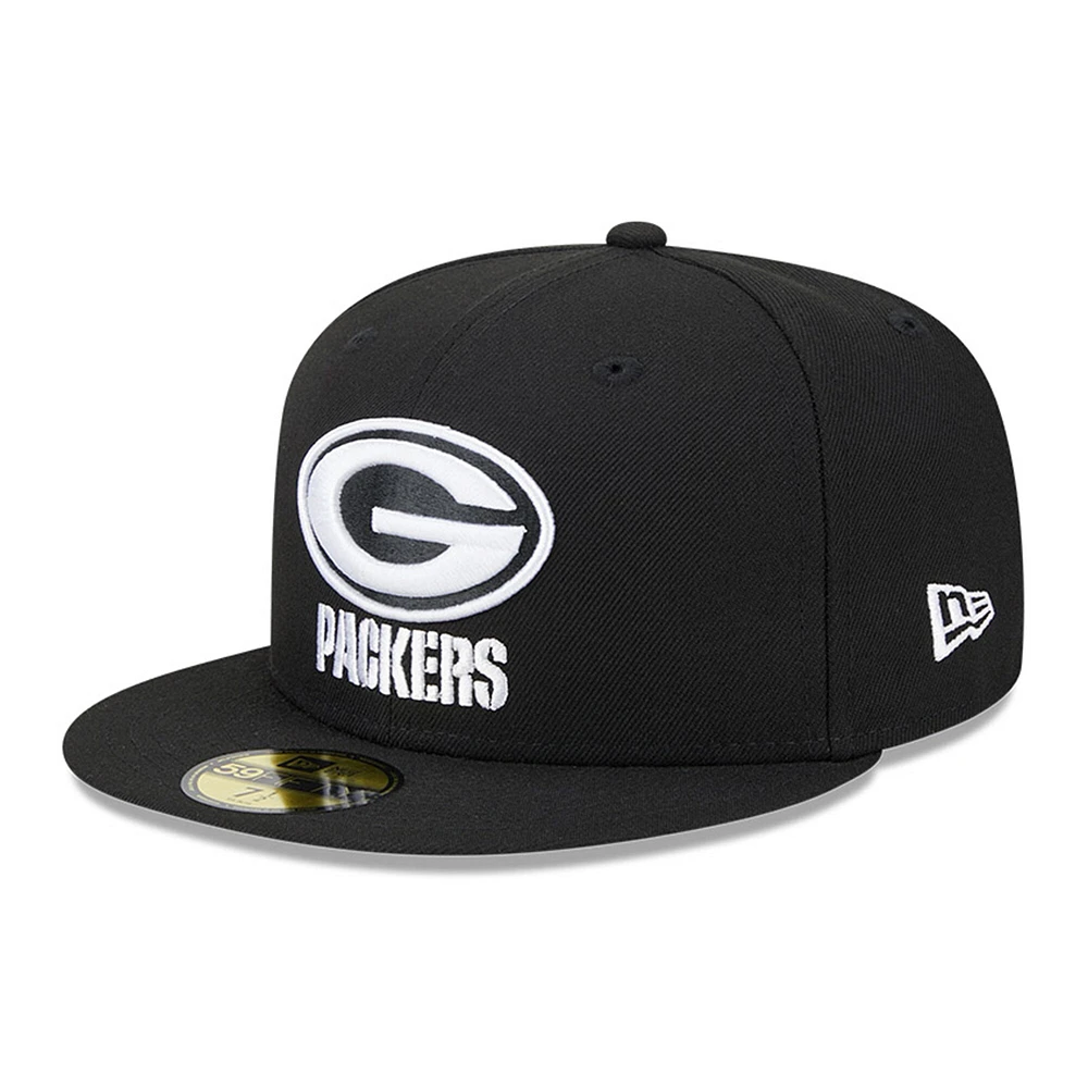 Casquette ajustée 59FIFTY Main Patch New Era pour hommes, noir, Green Bay Packers