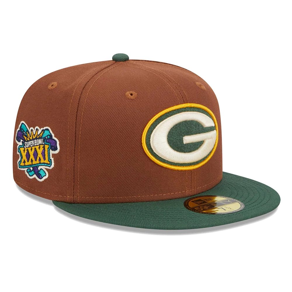 Casquette ajustée New Era Green Bay Packers Harvest 59FIFTY pour homme