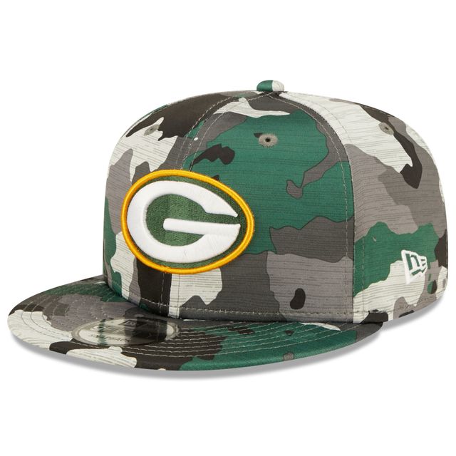 Camp d'entraînement New Era Camo Green Bay Packers 2022 NFL pour homme - Casquette ajustable 9FIFTY Snapback officielle