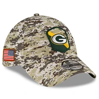 Casquette flexible New Era Camo Green Bay Packers 2023 Salute To Service 39THIRTY pour hommes