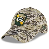 Casquette flexible New Era Camo Green Bay Packers 2023 Salute To Service 39THIRTY pour hommes