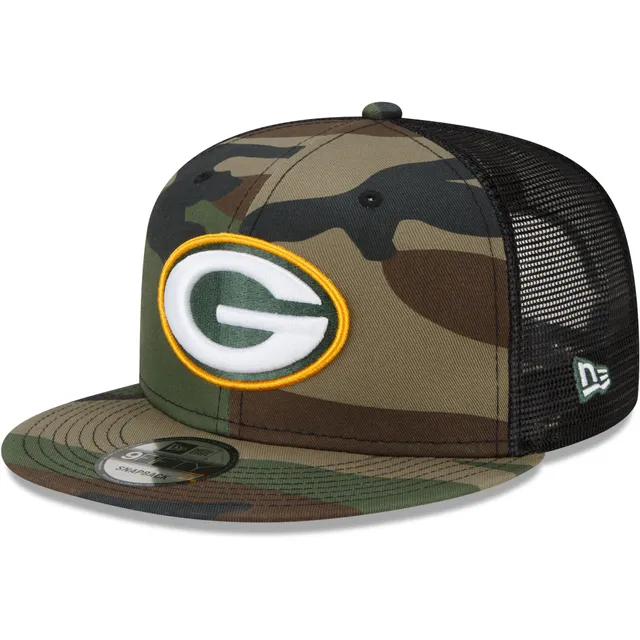 Men's New Era Black/Camo Green Bay Packers 2022 Salute to Service 9FORTY Snapback Trucker Hat