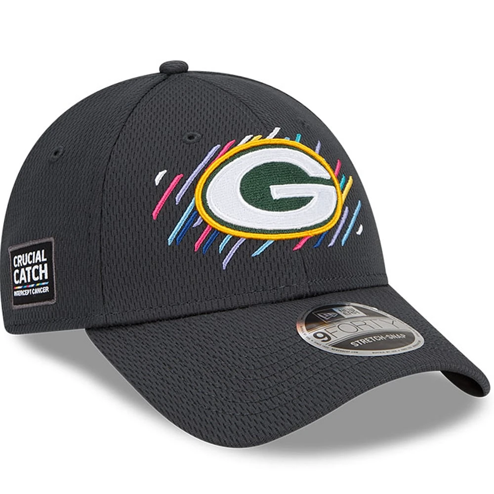 Men's New Era Charcoal Green Bay Packers 2021 NFL Crucial Catch - 9FORTY Adjustable Hat