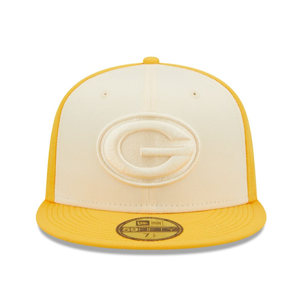 Men's New Era Cream/Gold Green Bay Packers Tonal Super Bowl XXXI Side Patch 59FIFTY Fitted Hat